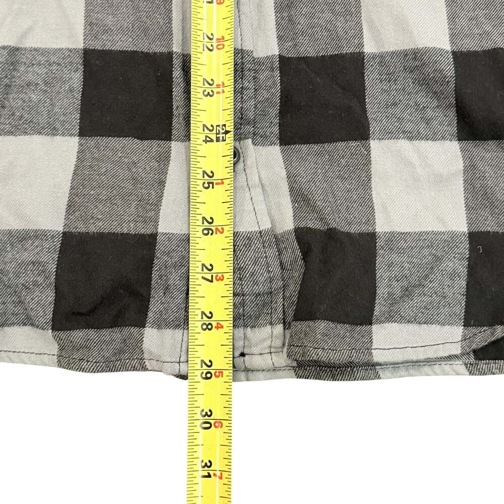 Public Opinion Men's Gray Oil Black Buffalo Plaid Long Sleeve Flannel Shirt XL - Picture 4 of 5